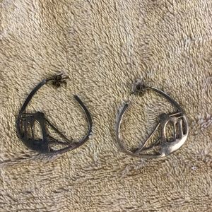 Sterling Silver Brooklyn Bridge Hoop Studs
